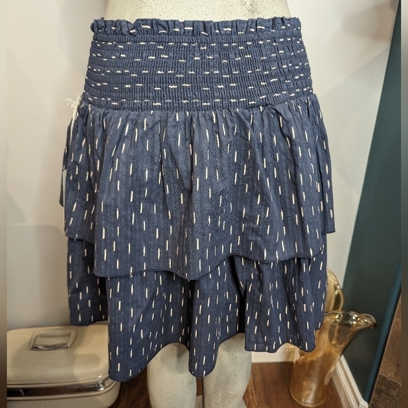 Universal Thread Cotton Skirt, Womens XL Gray blue Tiered high rise skirt - Picture 8 of 15